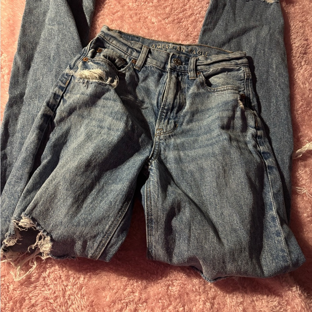 American Eagle Outfitters Distressed Blue Boyfriend Jeans